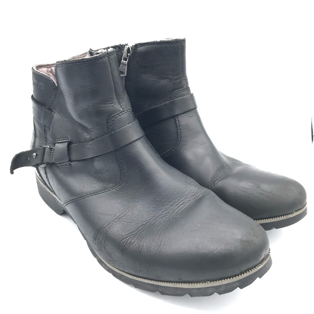 TEVA DE LA VINA ANKLE BOOTS BOOTIES BLACK LEATHER WOMEN’S US 10 EU 41 UK 8